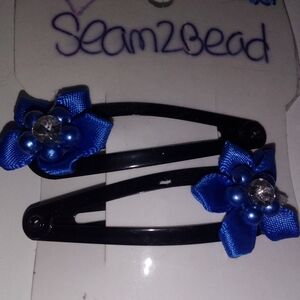 Blue Flower Hair Clips
